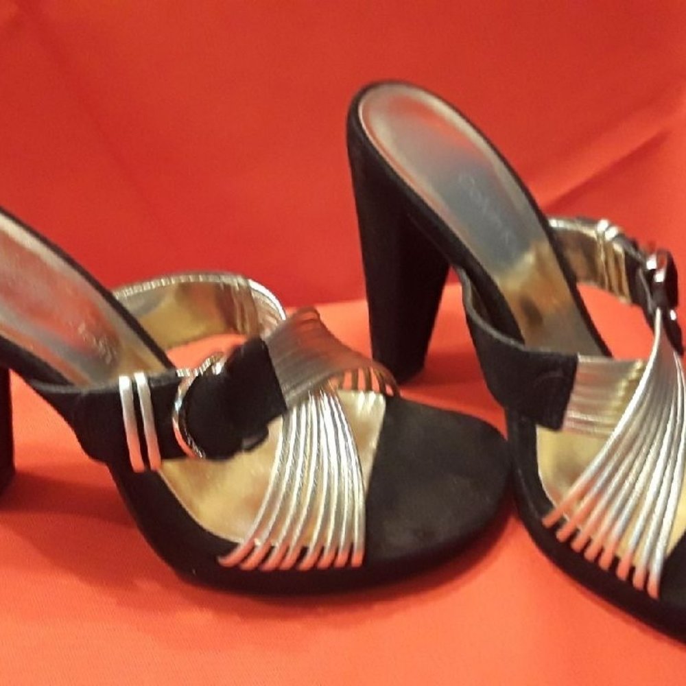 Black Suede and Gold heels